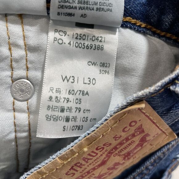 Levi’s Strauss Men’s 501 Jeans Button Fly Straight Leg Blue Distressed 31x30 - Picture 8 of 11